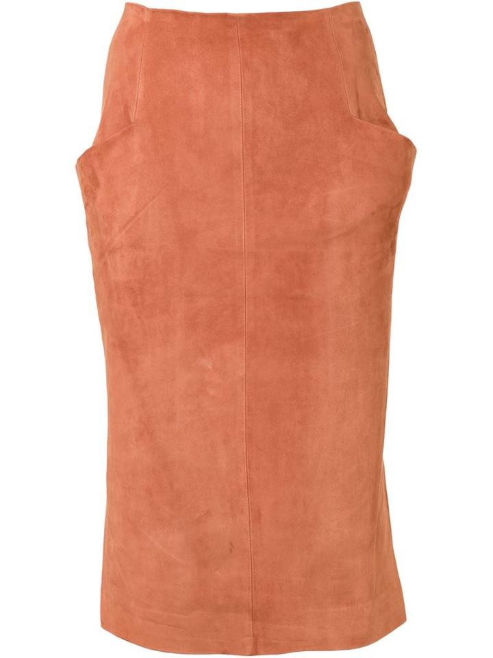 Brock Collection 'leure' Skirt, Women's, Size: 2, Yellow/orange, Suede