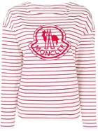 Moncler Embroidered Logo Striped Top - White