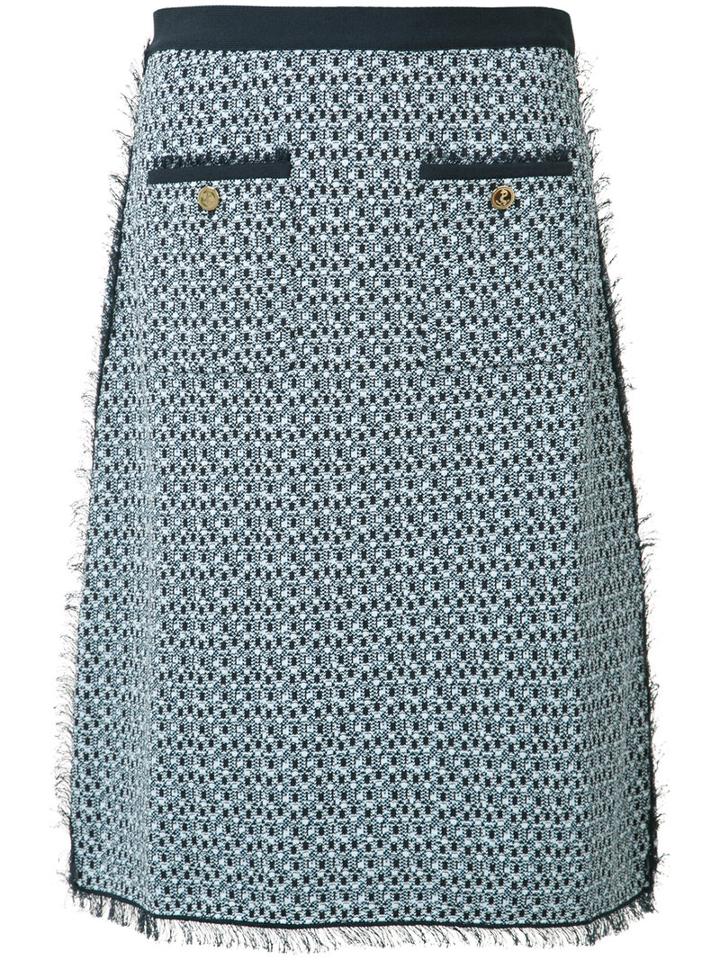Thom Browne Tweed Pencil Skirt, Women's, Size: 38, Blue, Cotton