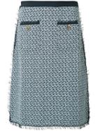 Thom Browne Tweed Pencil Skirt, Women's, Size: 38, Blue, Cotton