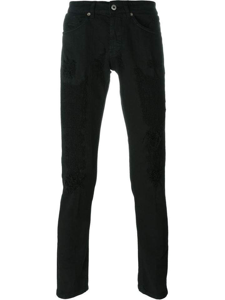 Dondup Distressed Jeans, Men's, Size: 30, Black, Cotton/spandex/elastane
