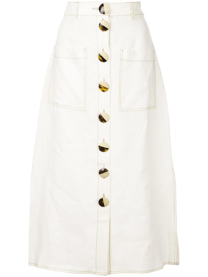 Nicholas Front Button Skirt - White
