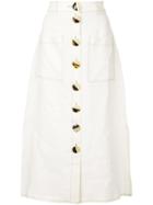 Nicholas Front Button Skirt - White