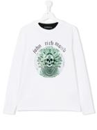 John Richmond Kids Teen Embellished Skull Long Sleeve Tee - White