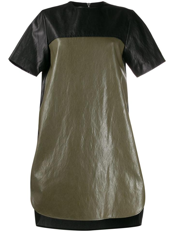 Cédric Charlier Two-tone Faux-leather Dress - Black