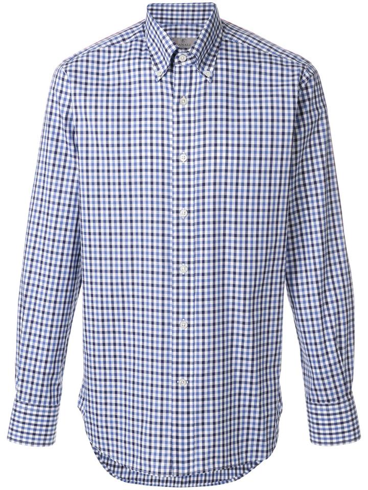 Canali Checked Buttondown Shirt - Blue