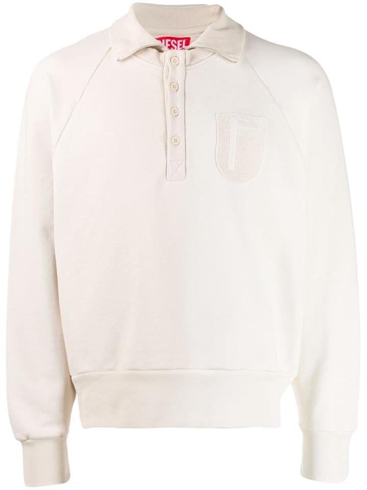 Diesel Red Tag Patch Polo Sweater - White