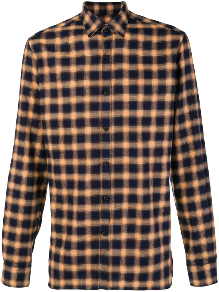 Lanvin Checked Button Shirt - Yellow & Orange