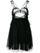 Msgm Ruffled Tulle Mini Dress - Black