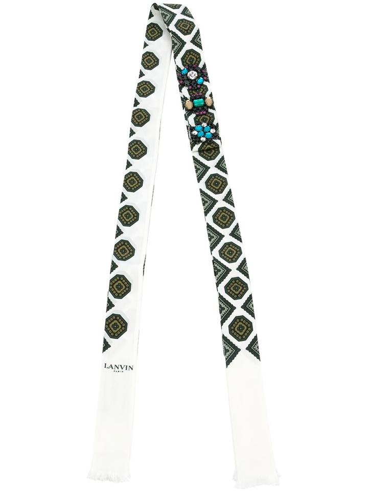 Lanvin Embellished Pattern Scarf, Women's, Nude/neutrals, Silk/brass/glass/plexiglass