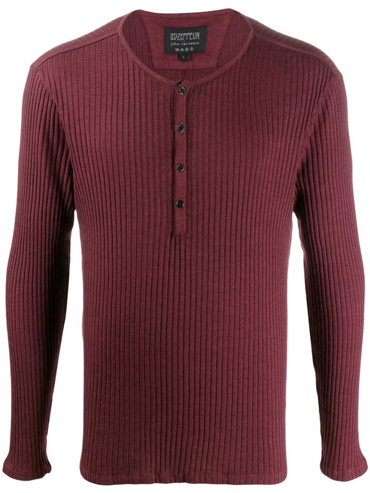 John Varvatos Long-sleeve Ribbed Top - Red