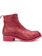 Guidi Coated Zip Ankle Boots - Red