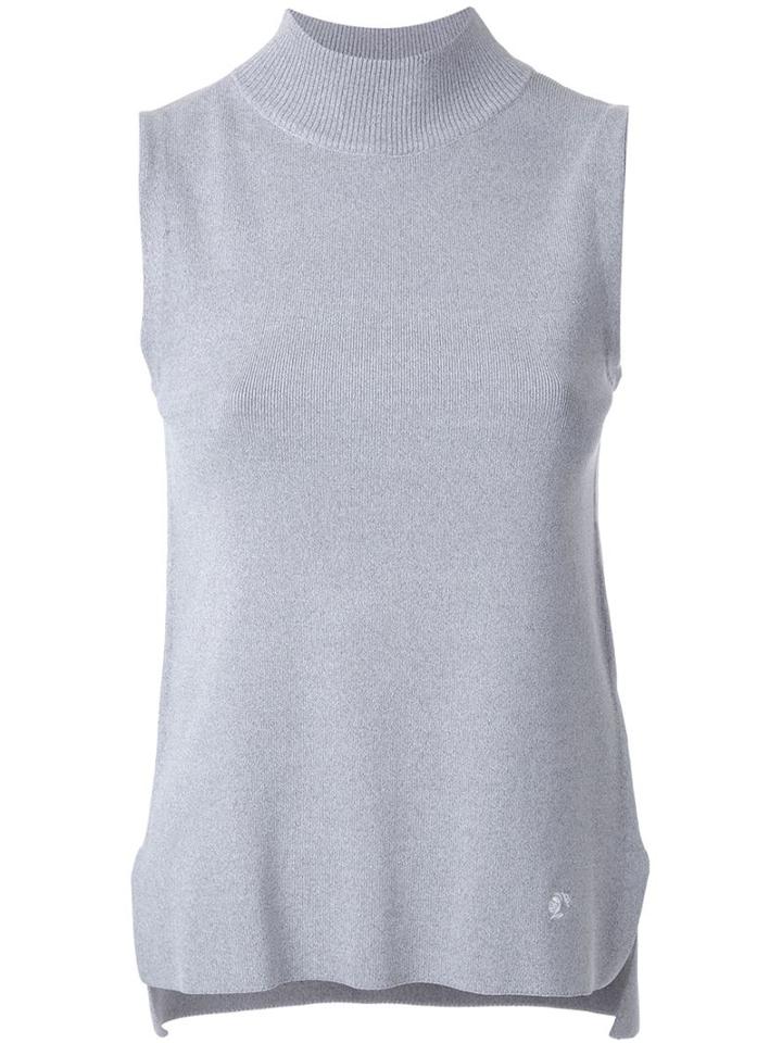 Loveless Mock Neck Knitted Top, Women's, Size: 34, Grey, Nylon/rayon