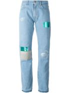 Aries Patchwork Boyfriend Jeans, Women's, Size: 29, Blue, Cotton