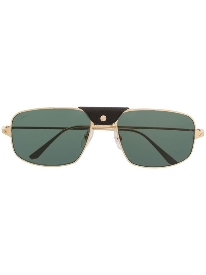Cartier Square Tinted Aviator Sunglasses - Gold