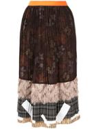 Kolor Pleated Patchwork Midi Skirt - Brown