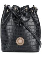Versace Jeans Croco-embossed Bucket Bag - Black