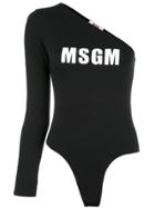 Msgm One Shoulder Bodysuit - Black