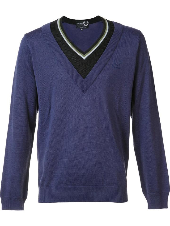 Raf Simons X Fred Perry Contrast Neck Jumper - Blue