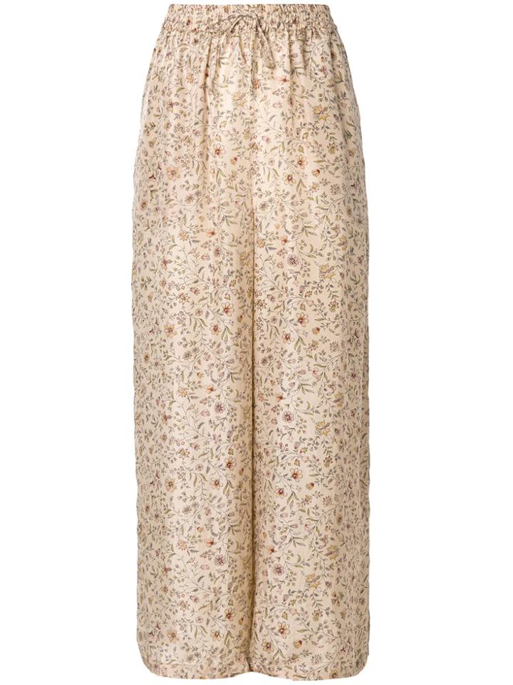 Mes Demoiselles Floral Print Cropped Trousers - Nude & Neutrals
