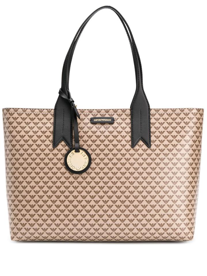 Emporio Armani Logo Monogram Tote - Neutrals