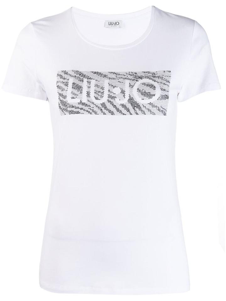 Liu Jo Crystal Embellished Logo T-shirt - White