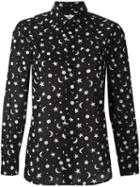 Saint Laurent Star And Moon Print Shirt, Women's, Size: 36, Black, Cotton