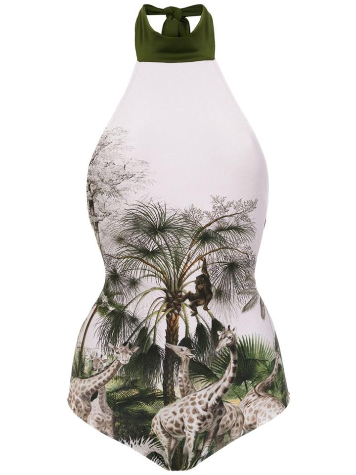 Adriana Degreas Safaria Halterneck Swimsuit - Green