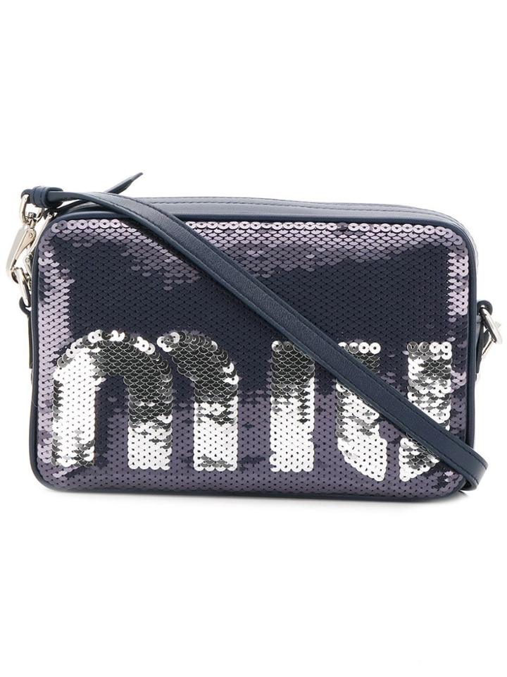 Miu Miu Sequin Logo Camera Bag - Blue