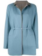 Loro Piana - Oversized Belted Coat - Women - Leather/polyamide/cashmere - M, Blue, Leather/polyamide/cashmere