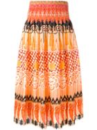 Temperley London - 'prophecy' Printed Midi Skirt - Women - Silk - 12, Yellow/orange, Silk