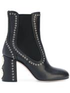 Miu Miu Studded Boots - Black
