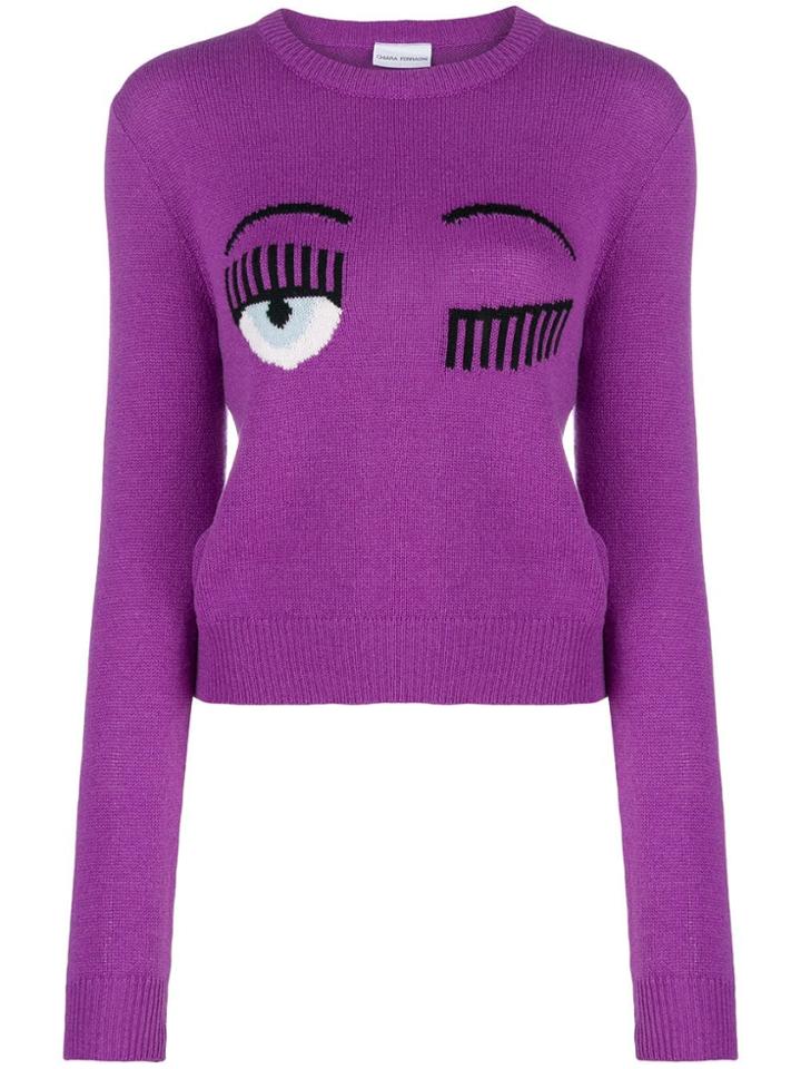 Chiara Ferragni Flirting Eye Jumper - Pink & Purple