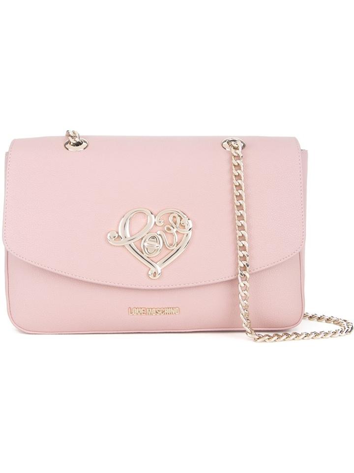 Love Moschino 'love' Plaque Shoulder Bag, Women's, Pink/purple