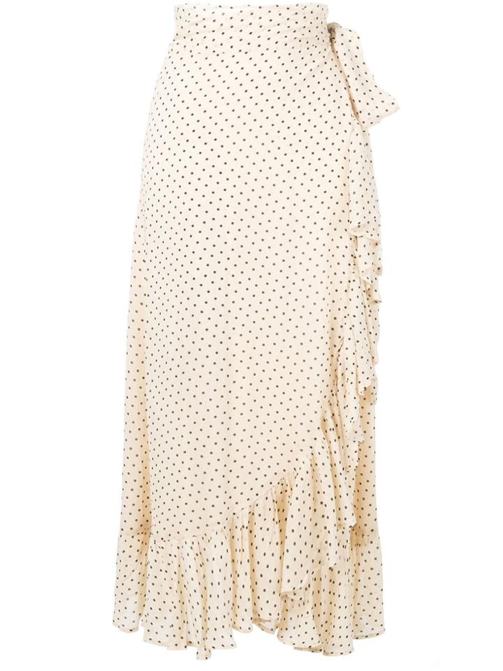 Ganni Draped Polka Dot Skirt - Neutrals
