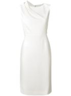 Paule Ka Draped Shoulder Dress, Women's, Size: 4, White, Polyester/virgin Wool