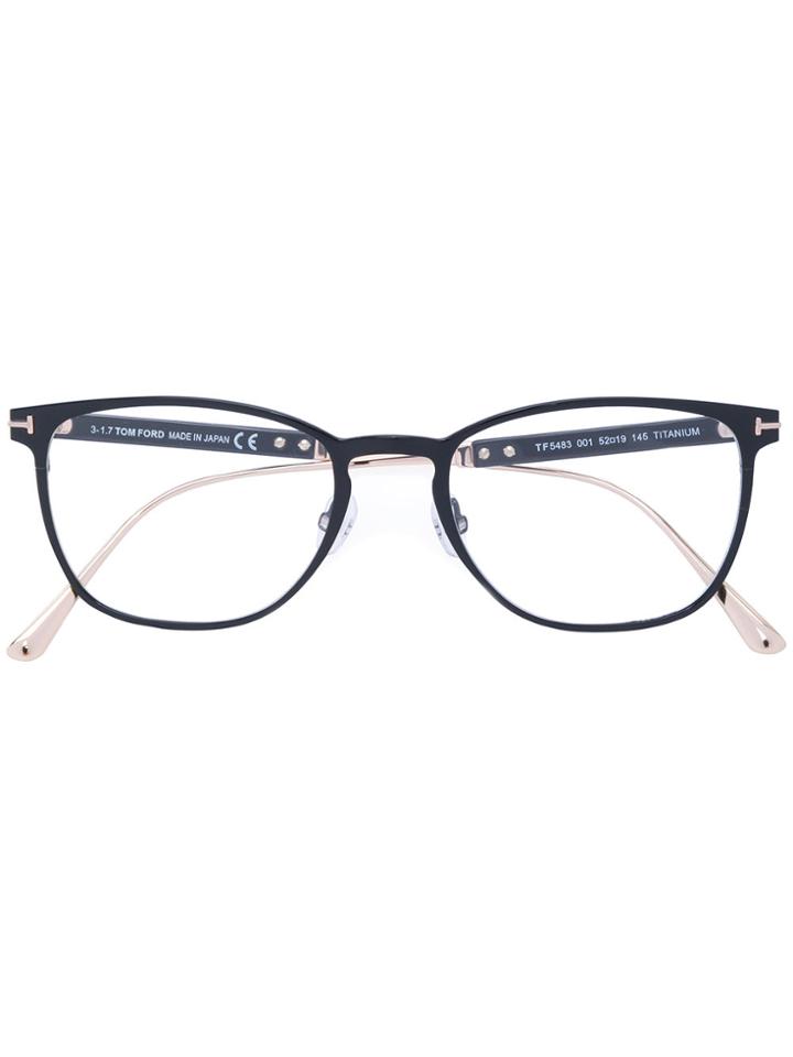 Tom Ford Eyewear Round Thin Frame Glasses - Black