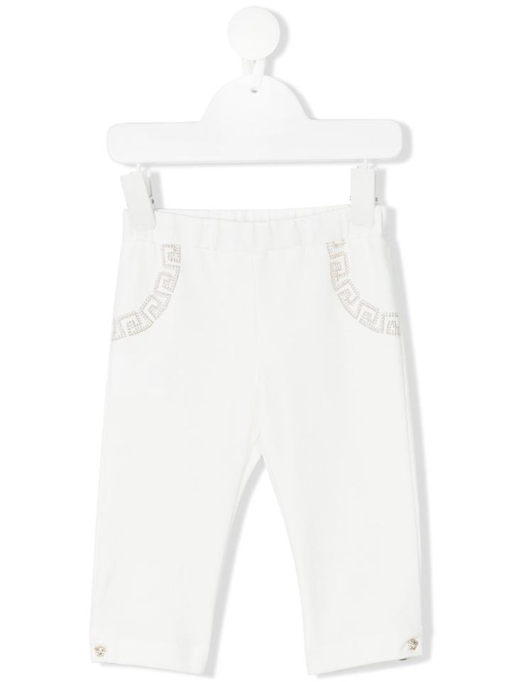 Young Versace - Embellished Trousers - Kids - Cotton/elastodiene - 36 Mth, White