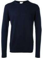Sunspel Round Neck Jumper, Men's, Size: Medium, Blue, Merino