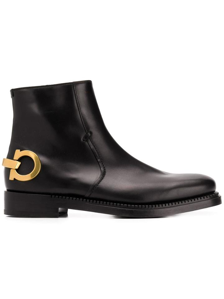 Salvatore Ferragamo Gancini Ankle Boots - Black