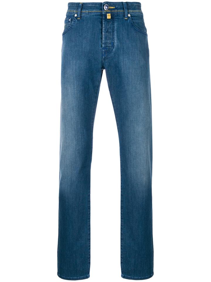 Jacob Cohen Stonewashed Bootcut Trousers - Blue