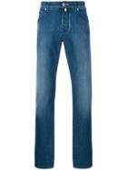 Jacob Cohen Stonewashed Bootcut Trousers - Blue