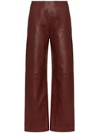 Jacquemus Straight Leg High Waisted Leather Trousers - Red