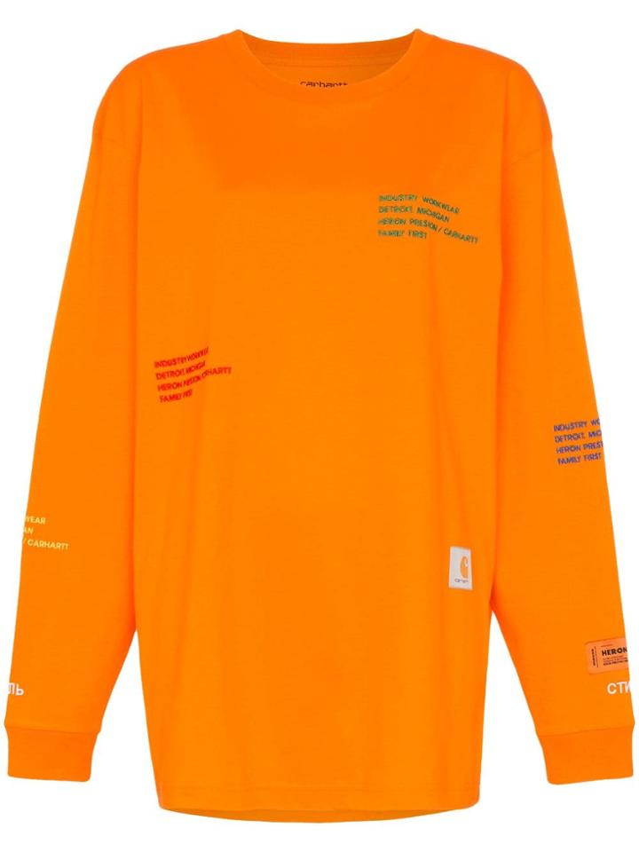 Heron Preston X Carhartt Long Sleeve Cotton T-shirt - Orange