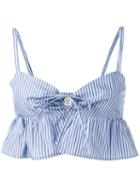 Maryam Nassir Zadeh - Playa Stripe Ruffle Crop Top - Women - Cotton - 8, Women's, Blue, Cotton