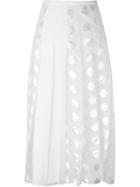 Rochas Pleated Polka Dot Skirt, Women's, Size: 42, White, Silk/viscose/polyamide/silk