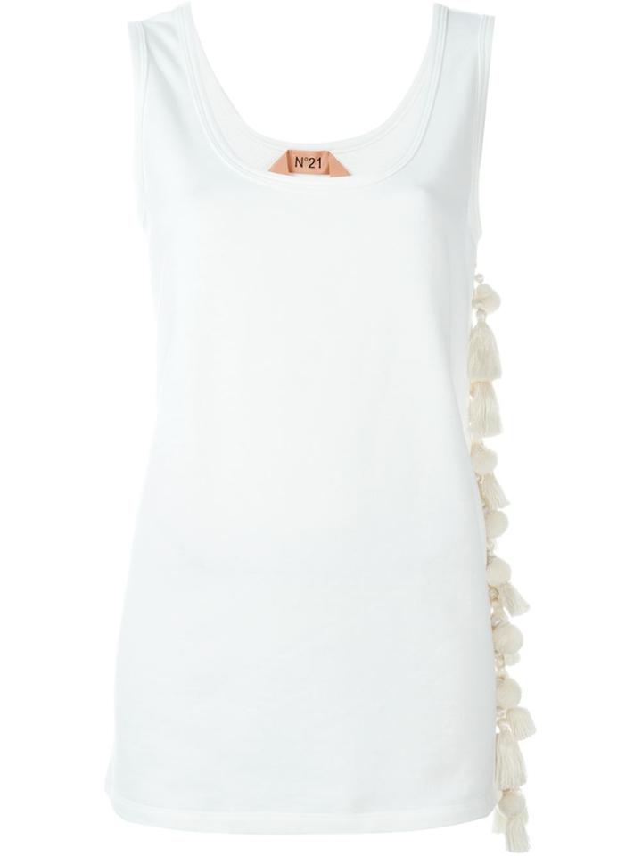 No21 Tassel Trim Tank - White