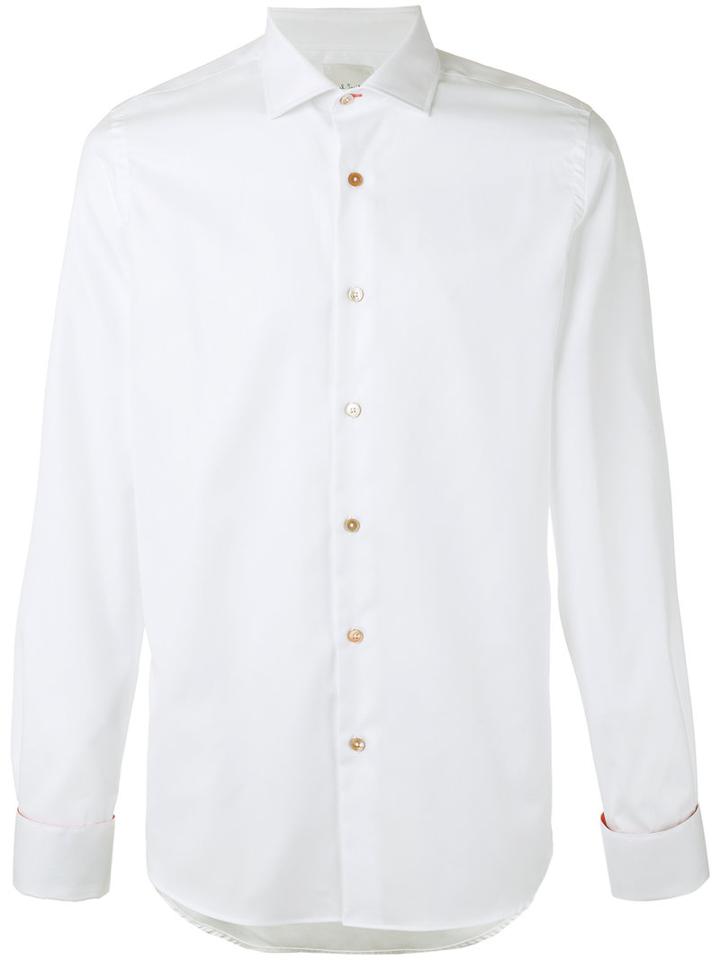Paul Smith Striped Cuff Shirt, Men's, Size: 16, White, Cotton