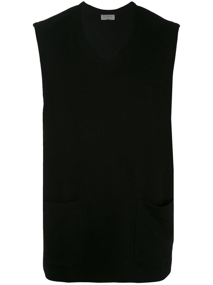 Yohji Yamamoto - V-neck Sleeveless T-shirt - Men - Cotton - 3, Black, Cotton