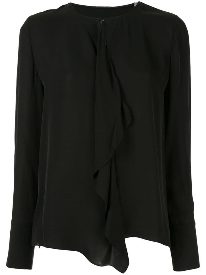 Elie Tahari Pernilla Ruffle Front Blouse - Black